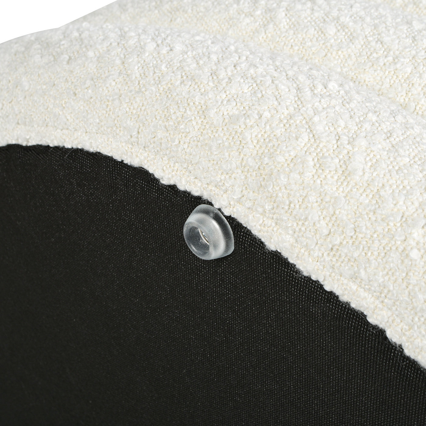 Fuji 36' Round Upholstered Storage Cocktail Ottoman, Ivory White Boucle