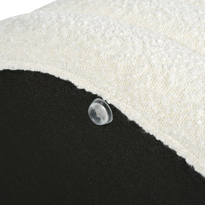 Fuji 36' Round Upholstered Storage Cocktail Ottoman, Ivory White Boucle