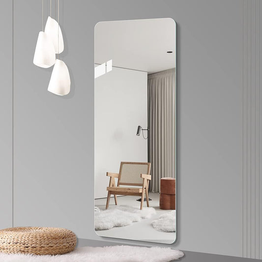 56'x 15' inch Full Body round corner mirror for Living Room Bedroom Cloakroom Wall hanging with hanging hole High quality 5mm silver mirror Explosion-proof glass