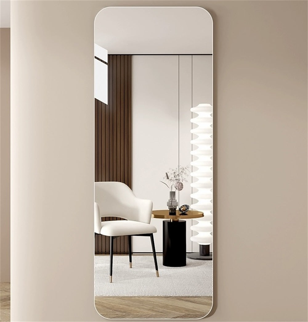 56'x 15' inch Full Body round corner mirror for Living Room Bedroom Cloakroom Wall hanging with hanging hole High quality 5mm silver mirror Explosion-proof glass