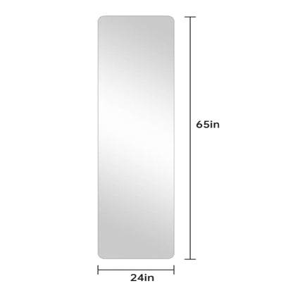 56'x 15' inch Full Body round corner mirror for Living Room Bedroom Cloakroom Wall hanging with hanging hole High quality 5mm silver mirror Explosion-proof glass