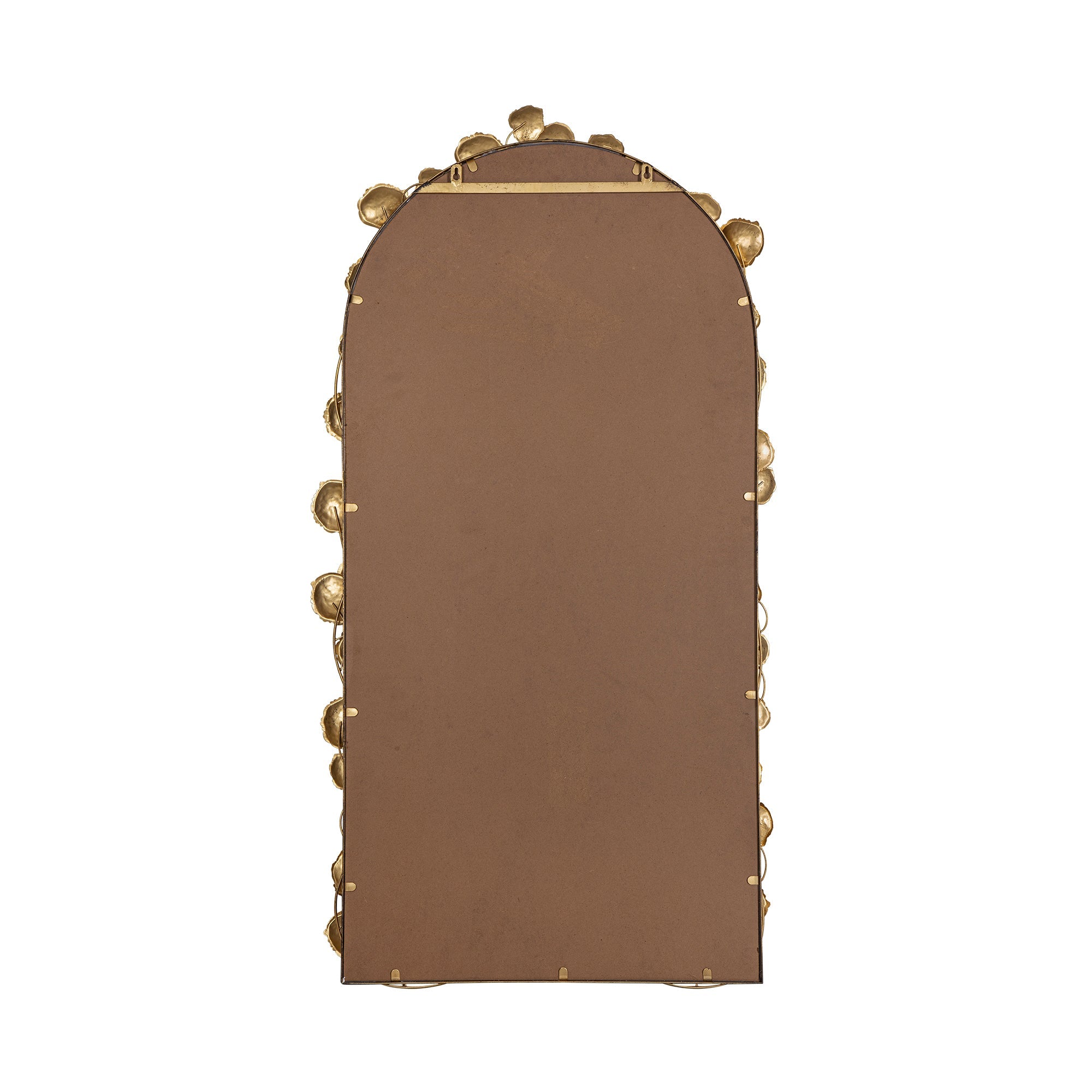 51.5" x 29" Full Length Arched Wall Mirror with Golden Leaf Accents, Decorative Mirror for Living Room Bedroom - Groovy Boardz