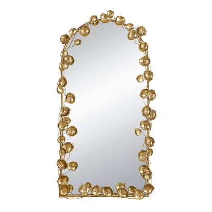 51.5" x 29" Full Length Arched Wall Mirror with Golden Leaf Accents, Decorative Mirror for Living Room Bedroom - Groovy Boardz