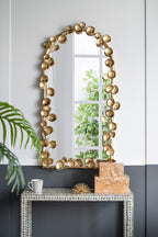 51.5" x 29" Full Length Arched Wall Mirror with Golden Leaf Accents, Decorative Mirror for Living Room Bedroom - Groovy Boardz