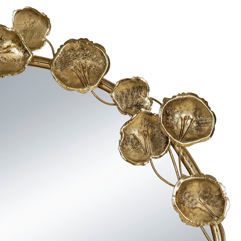 51.5" x 29" Full Length Arched Wall Mirror with Golden Leaf Accents, Decorative Mirror for Living Room Bedroom - Groovy Boardz