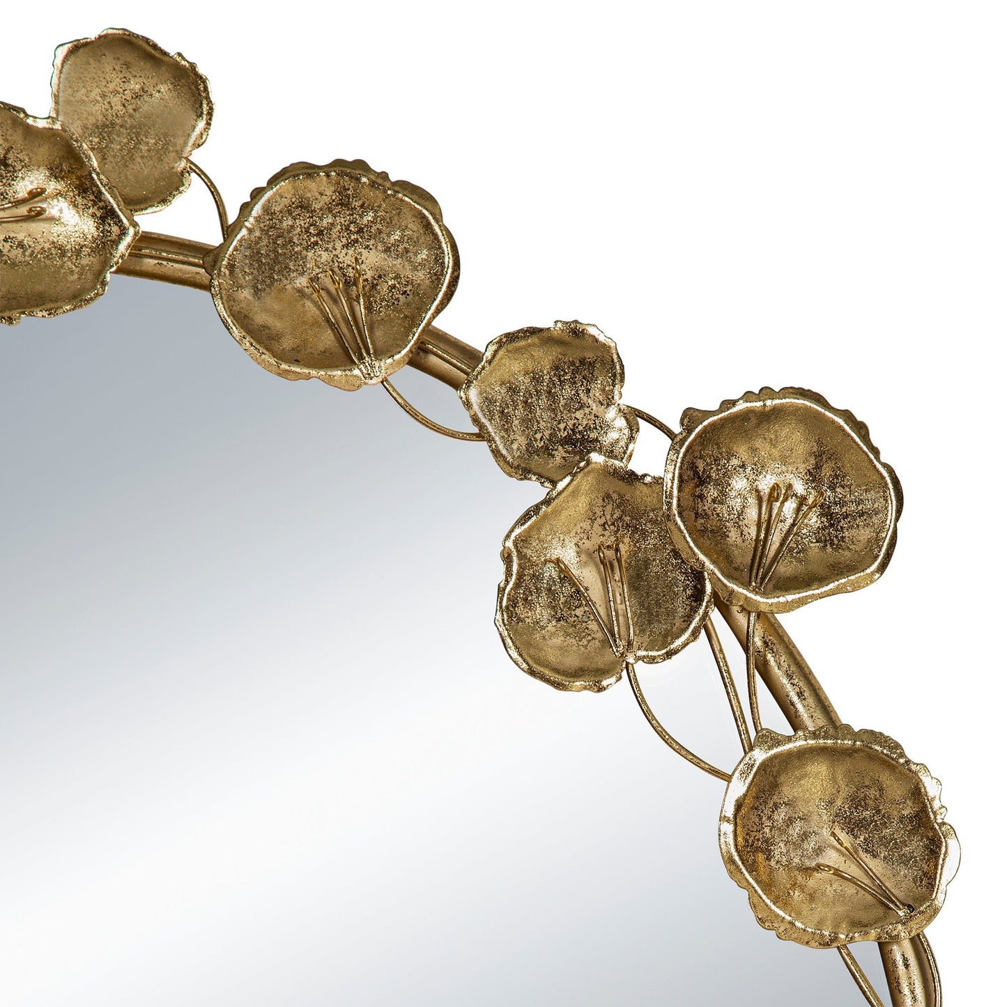 51.5" x 29" Full Length Arched Wall Mirror with Golden Leaf Accents, Decorative Mirror for Living Room Bedroom - Groovy Boardz