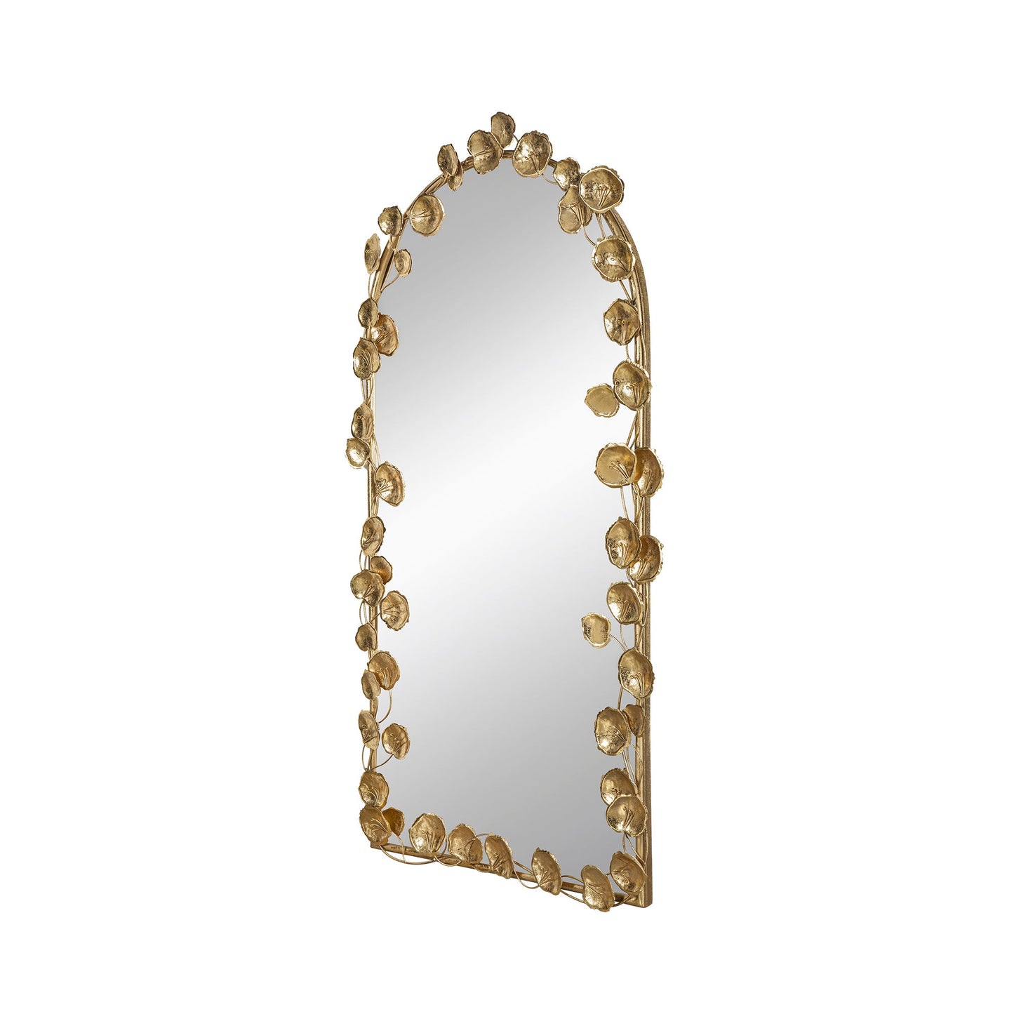 51.5" x 29" Full Length Arched Wall Mirror with Golden Leaf Accents, Decorative Mirror for Living Room Bedroom - Groovy Boardz