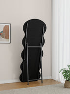 Flannel Full Length Wave black Floor Mirror with Stand for Bedroom living room Hanging or Against The Wall