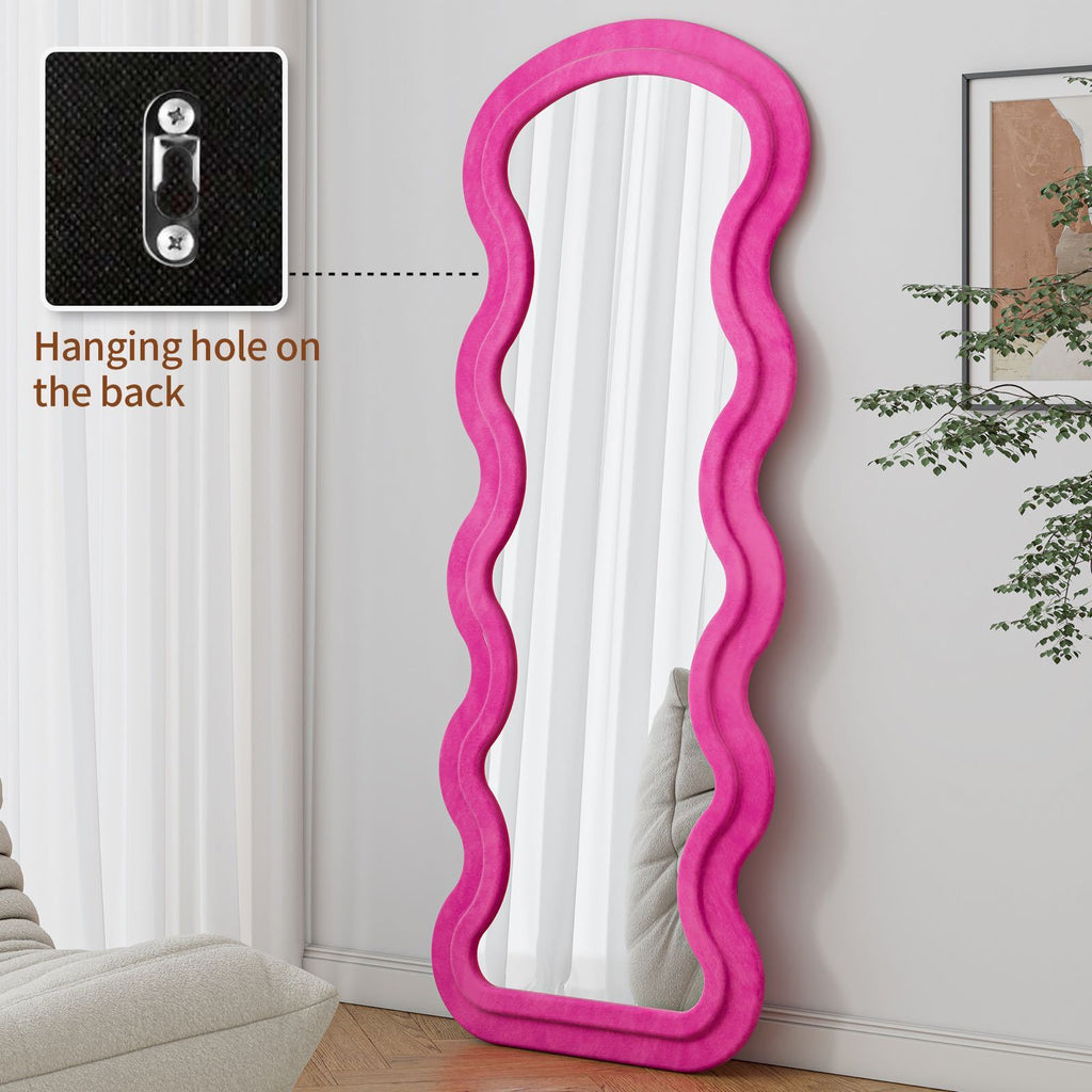 Flannel Full Length Wave rose Floor Mirror for Bedroom living room Hanging or Against The Wall