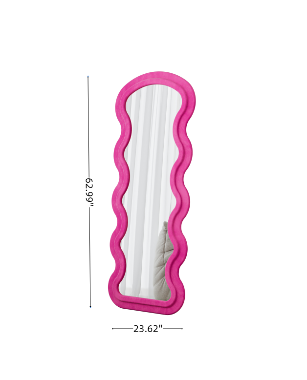 Flannel Full Length Wave rose Floor Mirror for Bedroom living room Hanging or Against The Wall