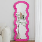 Flannel Full Length Wave rose Floor Mirror for Bedroom living room Hanging or Against The Wall