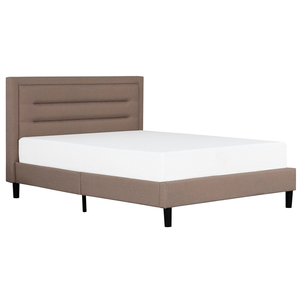 Contemporary Full Size Upholstered Platform Bed, Tufted Headboard, Brown