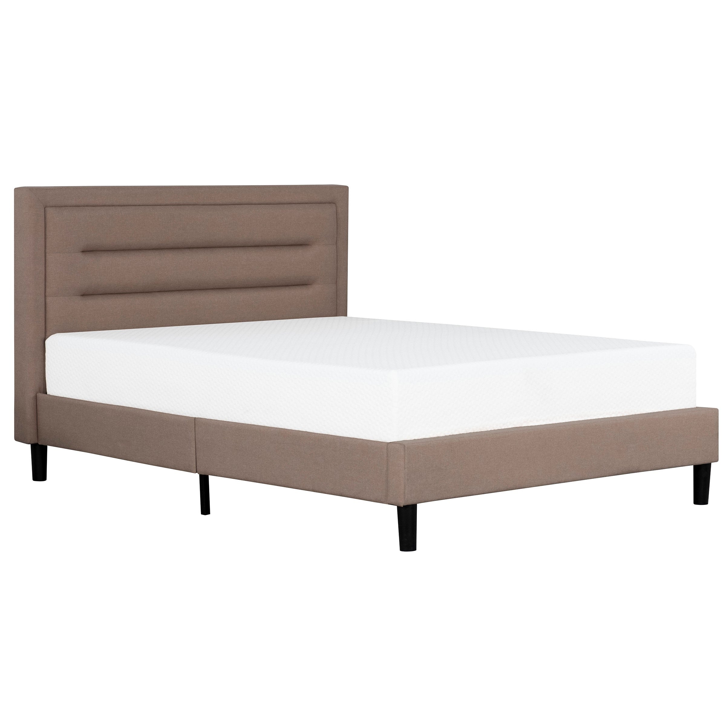 Contemporary Full Size Upholstered Platform Bed, Tufted Headboard, Brown