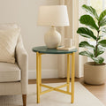 Marble Side Table For Living Room With Metal Frame-21 Inch Height