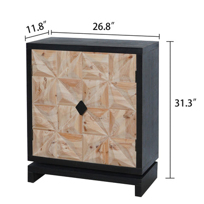 3D Geometric Carved Double-Door Cabinet – Manufactured Wood Storage Cabinet, Modern Decorative Furniture