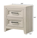 1pc Contemporary Two Drawer Nightstand Geometric Design Off-White Finish Wooden Furniture