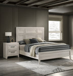 1pc Contemporary Two Drawer Nightstand Geometric Design Off-White Finish Wooden Furniture