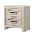 1pc Contemporary Two Drawer Nightstand Geometric Design Off-White Finish Wooden Furniture