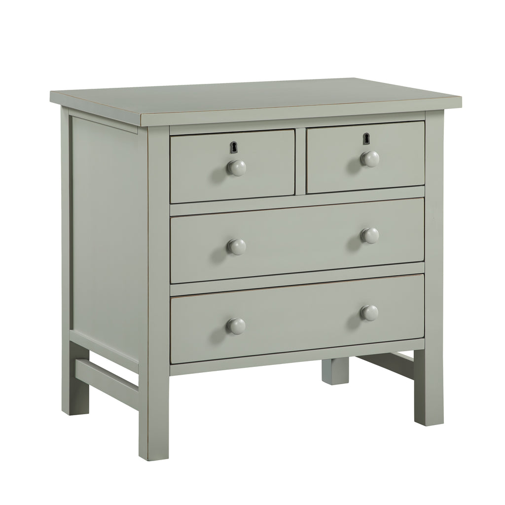 Georgina 4-Drawer Storage Nightstand in Antique Gray with Distressed Finish, Wood and Synthetic Wood Construction, 28 x 18.5 x 26.75 Inches