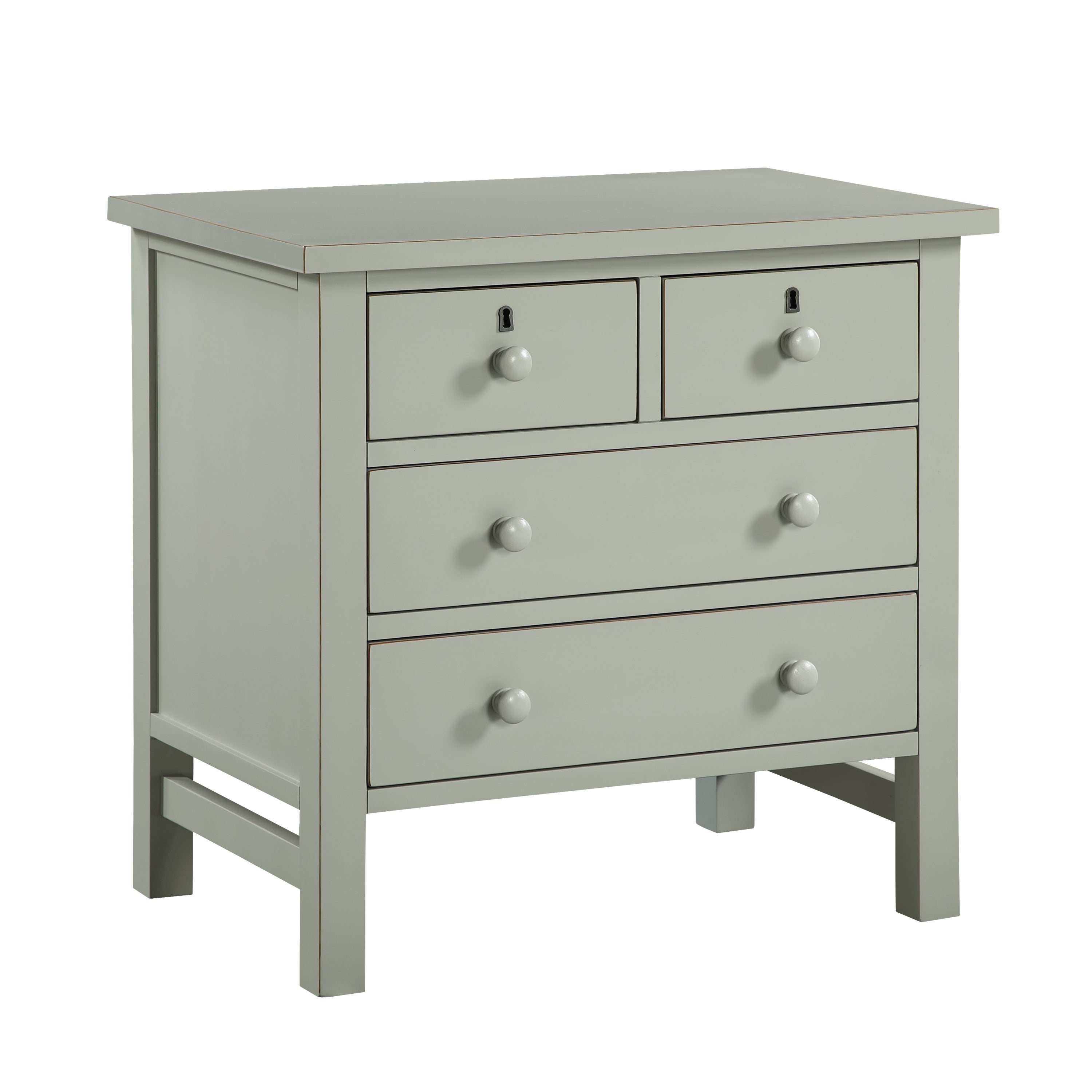 Georgina 4-Drawer Storage Nightstand in Antique Gray with Distressed Finish, Wood and Synthetic Wood Construction, 28 x 18.5 x 26.75 Inches