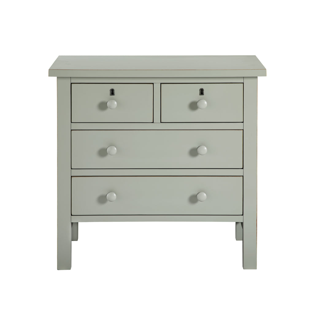 Georgina 4-Drawer Storage Nightstand in Antique Gray with Distressed Finish, Wood and Synthetic Wood Construction, 28 x 18.5 x 26.75 Inches