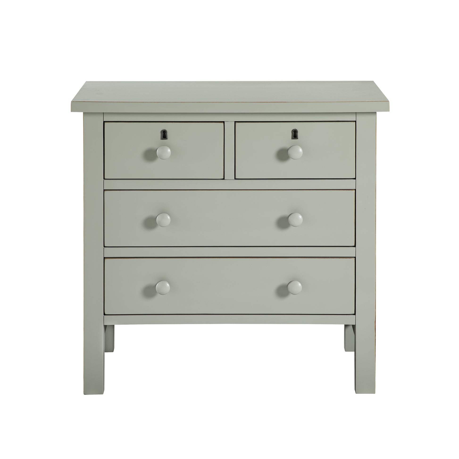 Georgina 4-Drawer Storage Nightstand in Antique Gray with Distressed Finish, Wood and Synthetic Wood Construction, 28 x 18.5 x 26.75 Inches