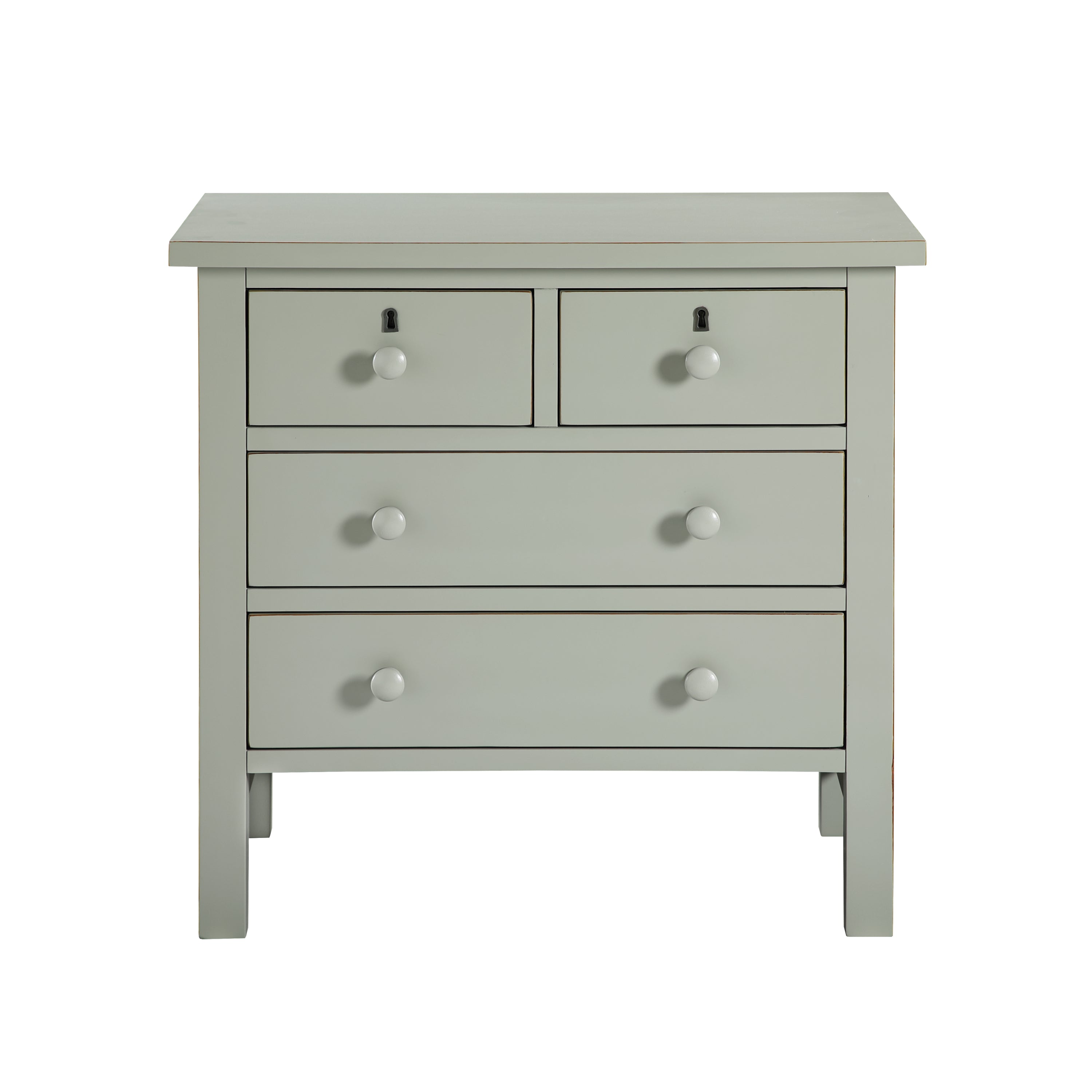 Georgina 4-Drawer Storage Nightstand in Antique Gray with Distressed Finish, Wood and Synthetic Wood Construction, 28 x 18.5 x 26.75 Inches