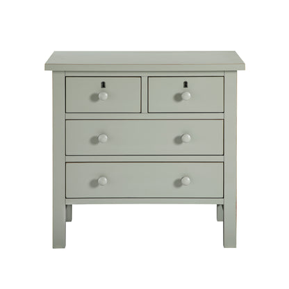 Georgina 4-Drawer Storage Nightstand in Antique Gray with Distressed Finish, Wood and Synthetic Wood Construction, 28 x 18.5 x 26.75 Inches
