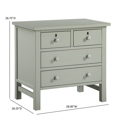 Georgina 4-Drawer Storage Nightstand in Antique Gray with Distressed Finish, Wood and Synthetic Wood Construction, 28 x 18.5 x 26.75 Inches