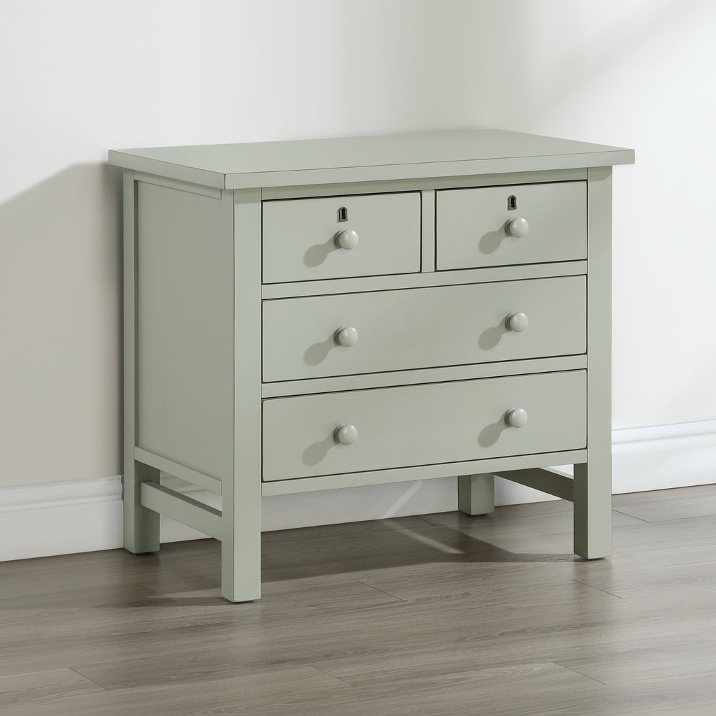 Georgina 4-Drawer Storage Nightstand in Antique Gray with Distressed Finish, Wood and Synthetic Wood Construction, 28 x 18.5 x 26.75 Inches