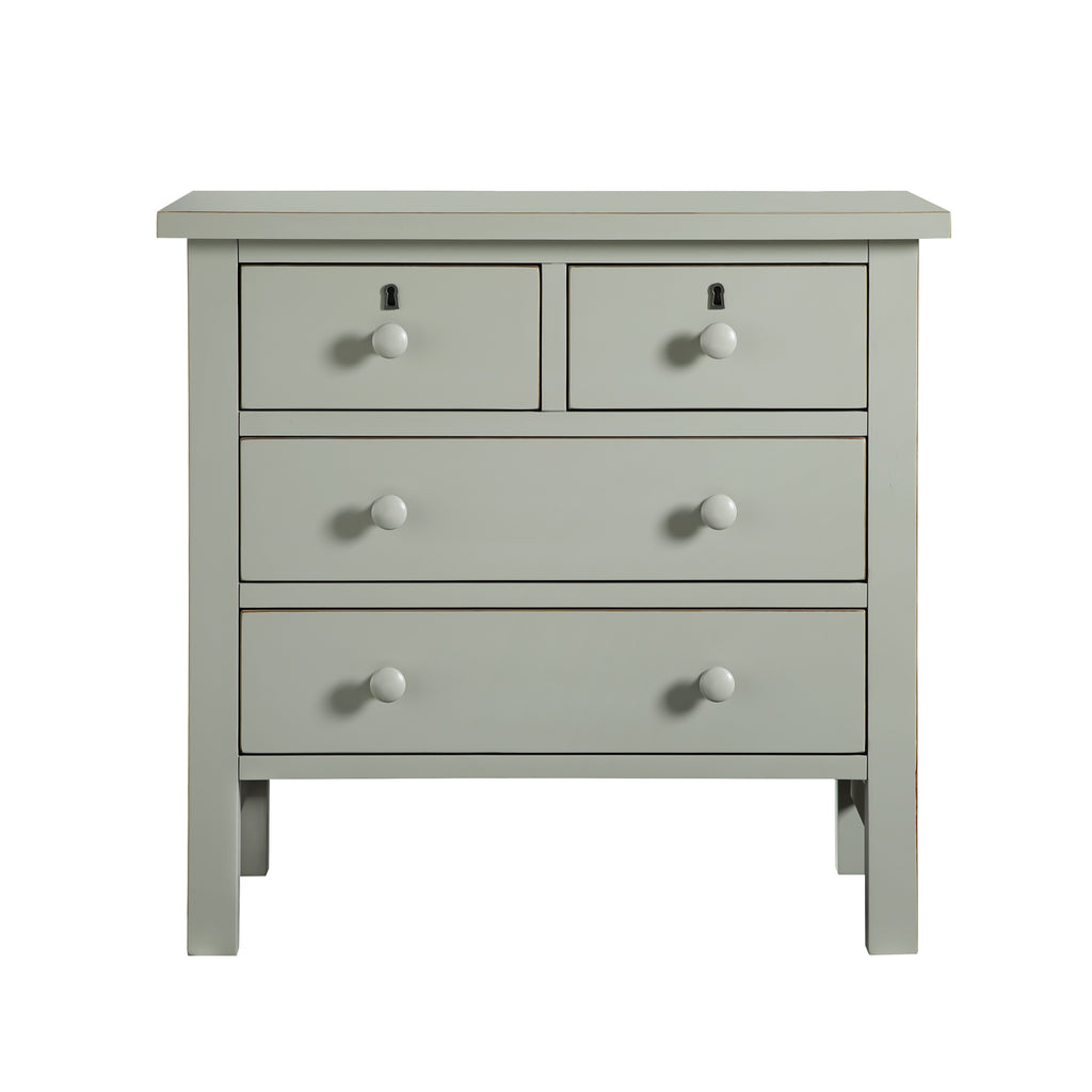 Georgina 4-Drawer Storage Nightstand in Antique Gray with Distressed Finish, Wood and Synthetic Wood Construction, 28 x 18.5 x 26.75 Inches