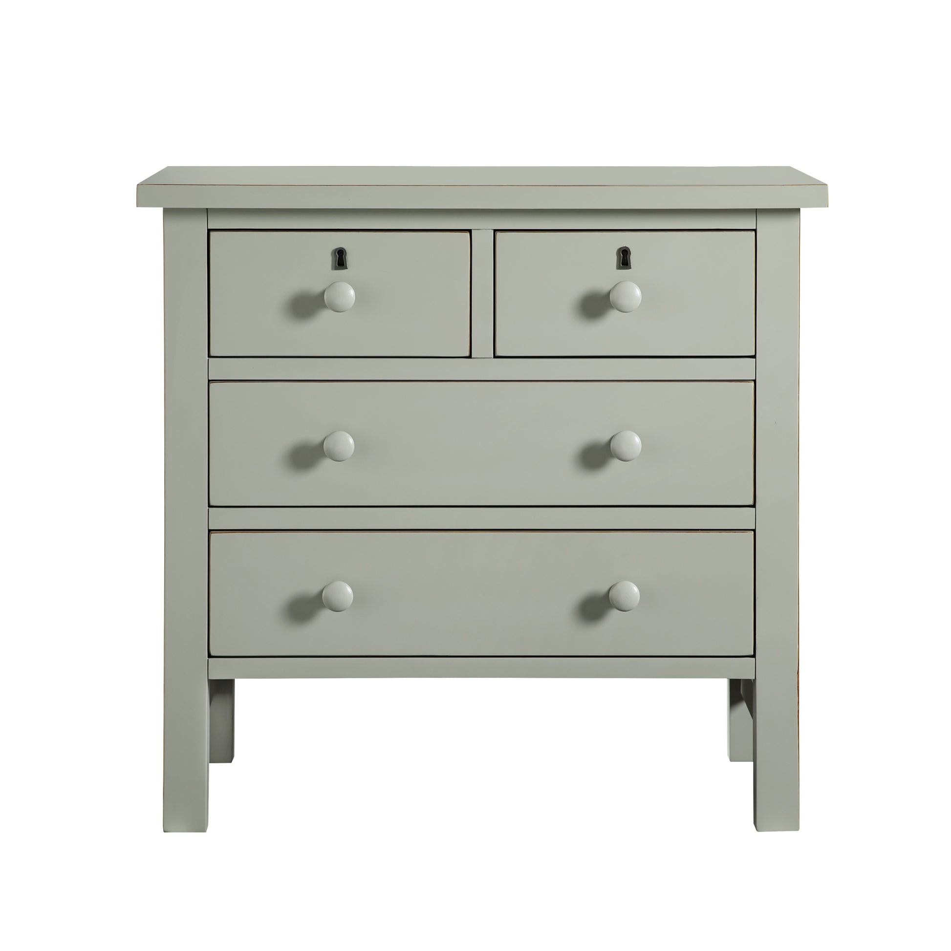 Georgina 4-Drawer Storage Nightstand in Antique Gray with Distressed Finish, Wood and Synthetic Wood Construction, 28 x 18.5 x 26.75 Inches