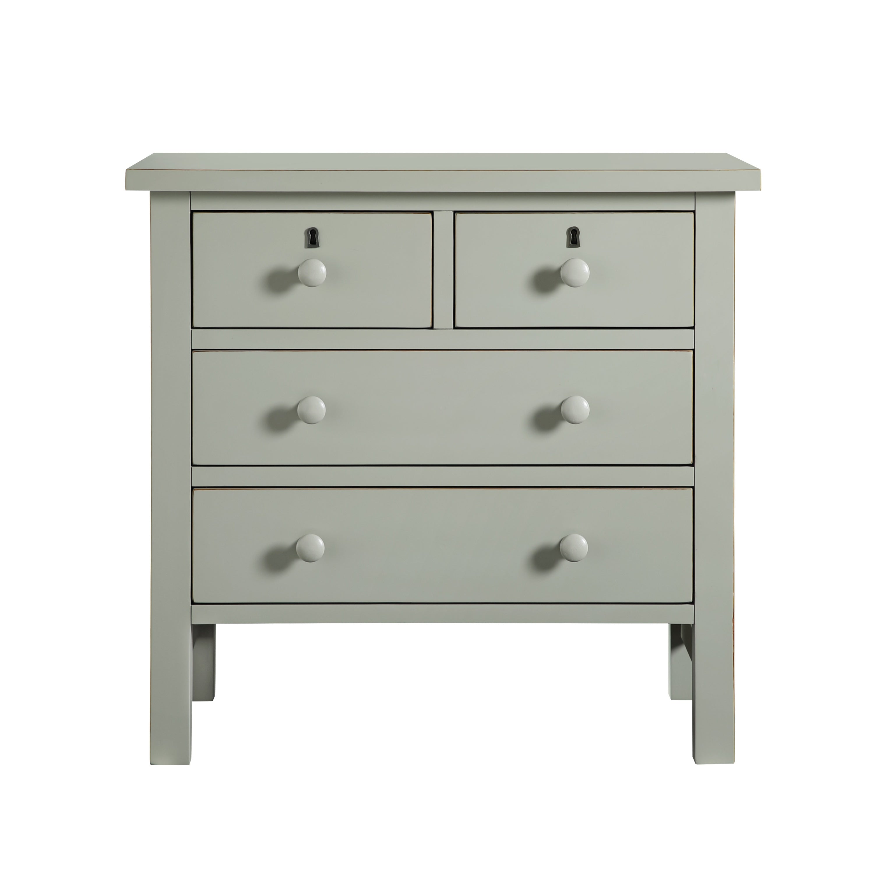 Georgina 4-Drawer Storage Nightstand in Antique Gray with Distressed Finish, Wood and Synthetic Wood Construction, 28 x 18.5 x 26.75 Inches