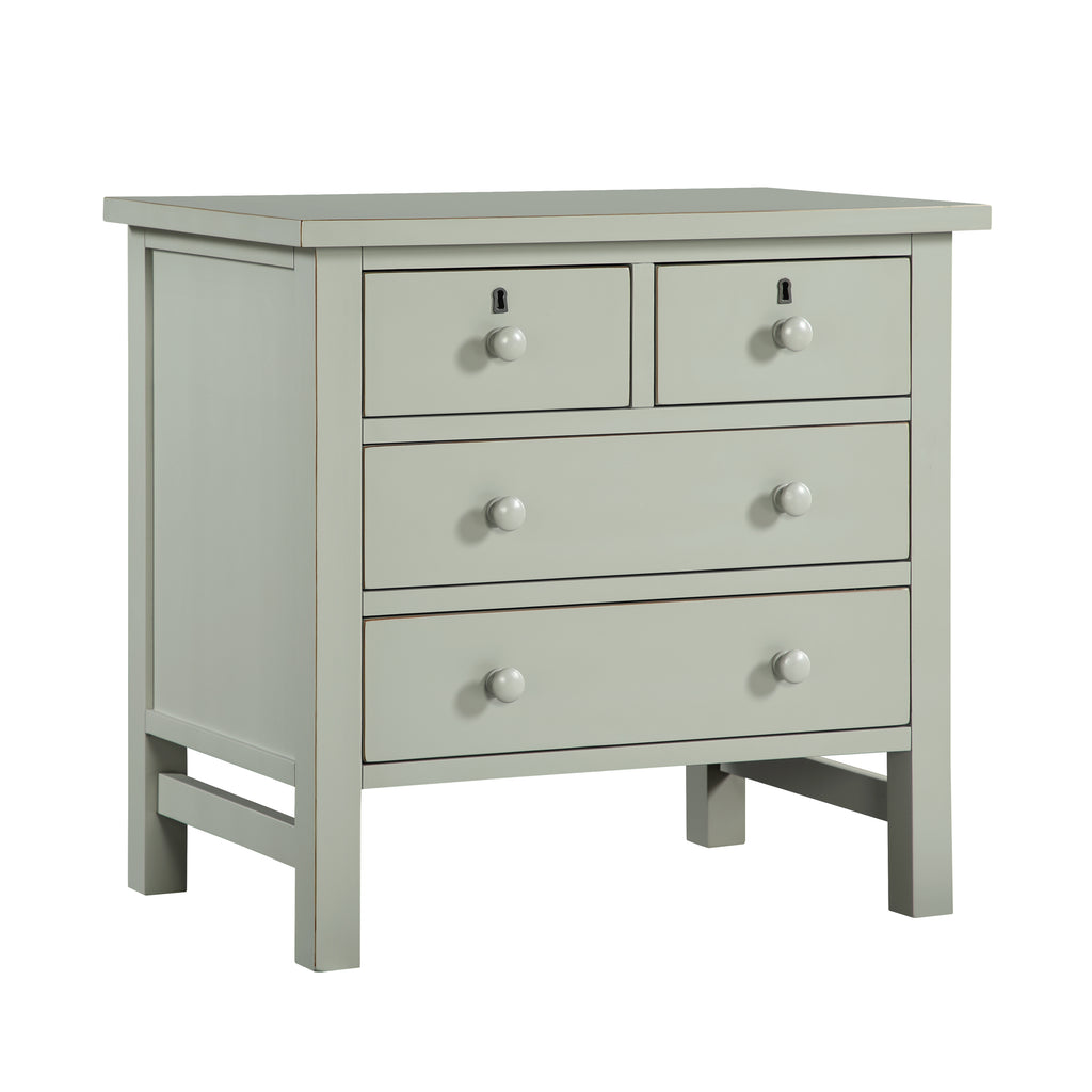 Georgina 4-Drawer Storage Nightstand in Antique Gray with Distressed Finish, Wood and Synthetic Wood Construction, 28 x 18.5 x 26.75 Inches
