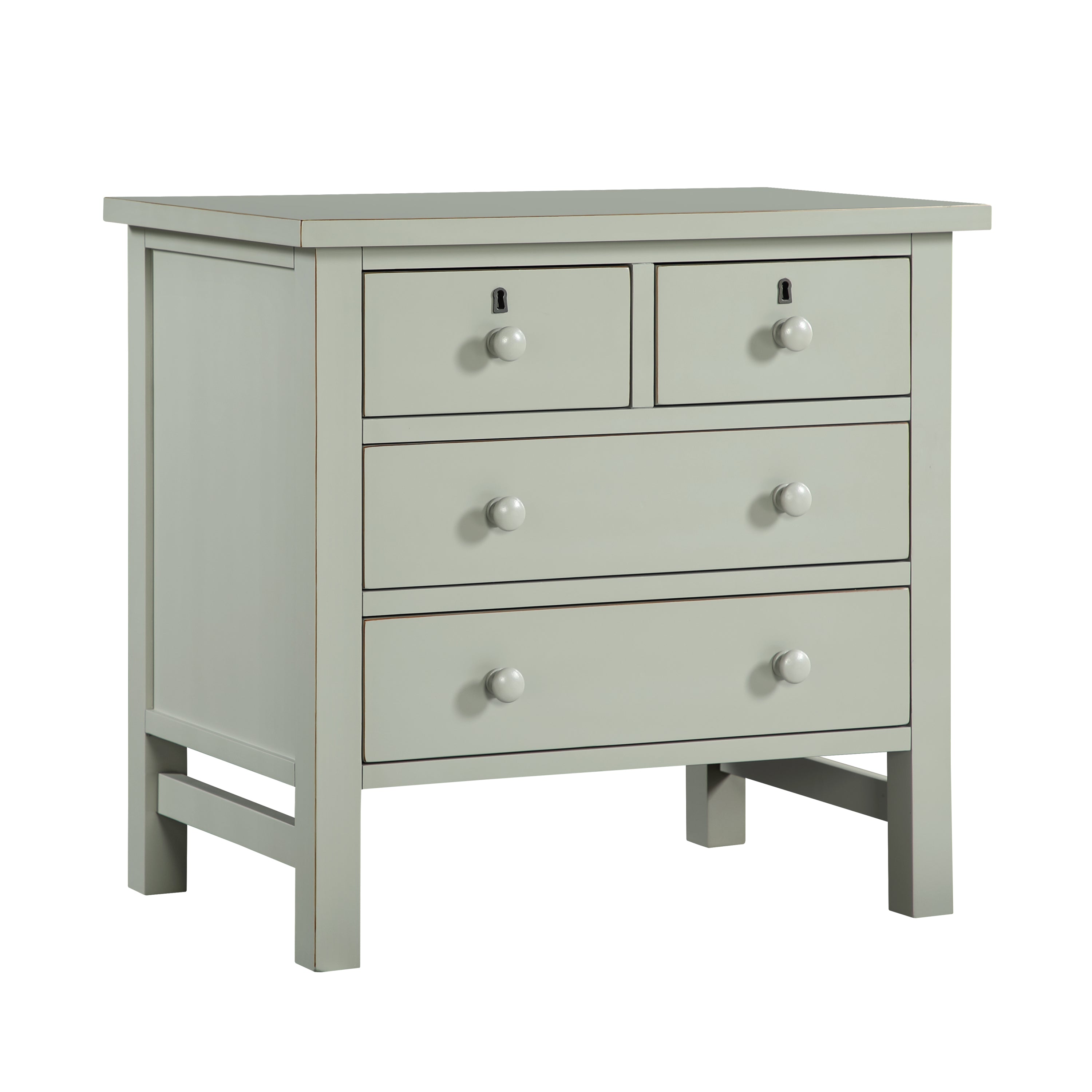 Georgina 4-Drawer Storage Nightstand in Antique Gray with Distressed Finish, Wood and Synthetic Wood Construction, 28 x 18.5 x 26.75 Inches