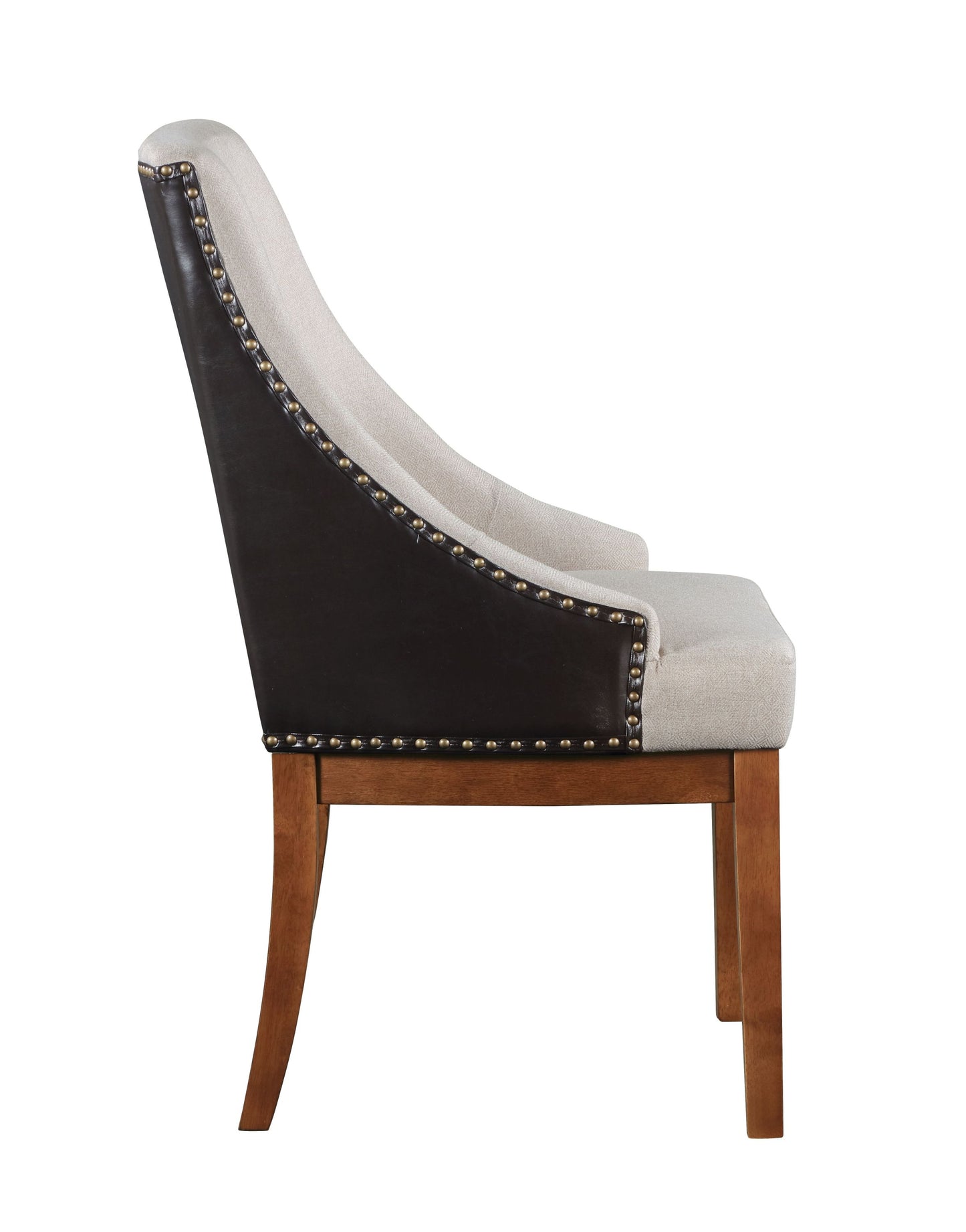 Gilsea Fabric, Brown Synthetic Leather & Brown Finish Side Chair ( Set of 2)