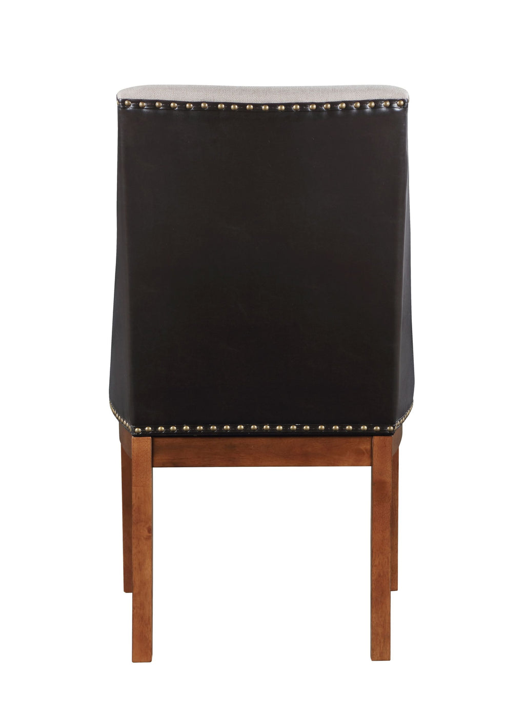 Gilsea Fabric, Brown Synthetic Leather & Brown Finish Side Chair ( Set of 2)