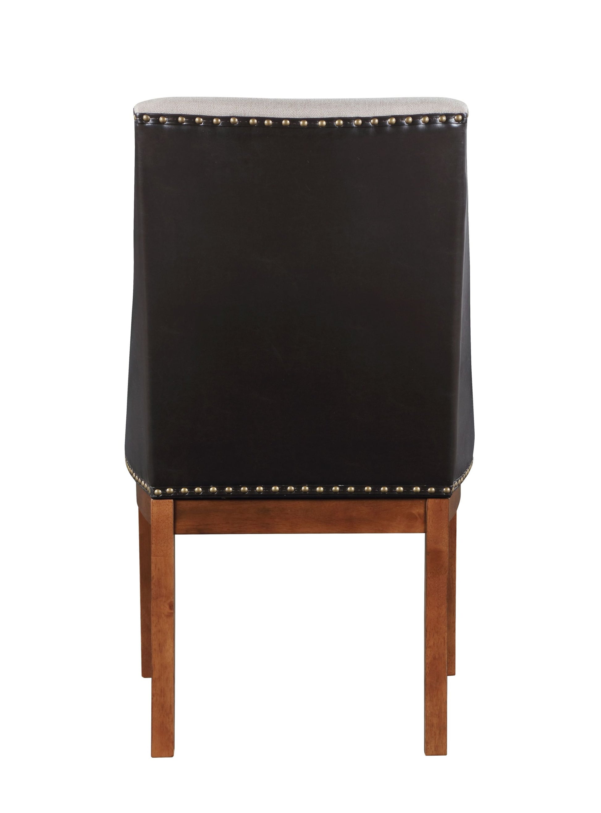 Gilsea Fabric, Brown Synthetic Leather & Brown Finish Side Chair ( Set of 2)
