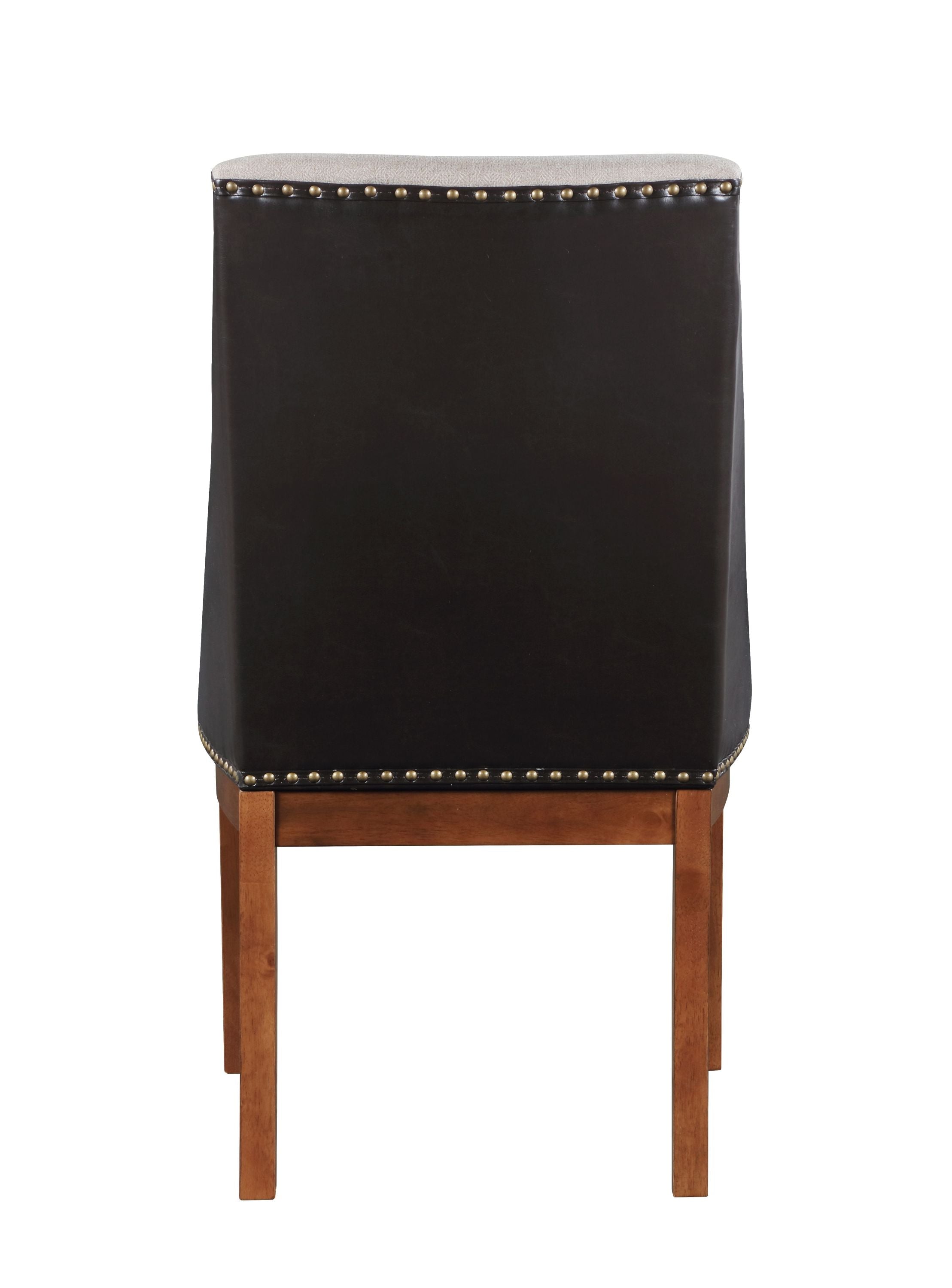 Gilsea Fabric, Brown Synthetic Leather & Brown Finish Side Chair ( Set of 2)