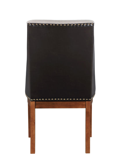 Gilsea Fabric, Brown Synthetic Leather & Brown Finish Side Chair ( Set of 2)
