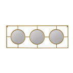 3 Mirror Piece Wall Mirror in Gold Rectangular Frame, Home Wall Decor for Bedroom Living Room, 43"x16" - Groovy Boardz