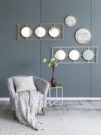 3 Mirror Piece Wall Mirror in Gold Rectangular Frame, Home Wall Decor for Bedroom Living Room, 43"x16" - Groovy Boardz