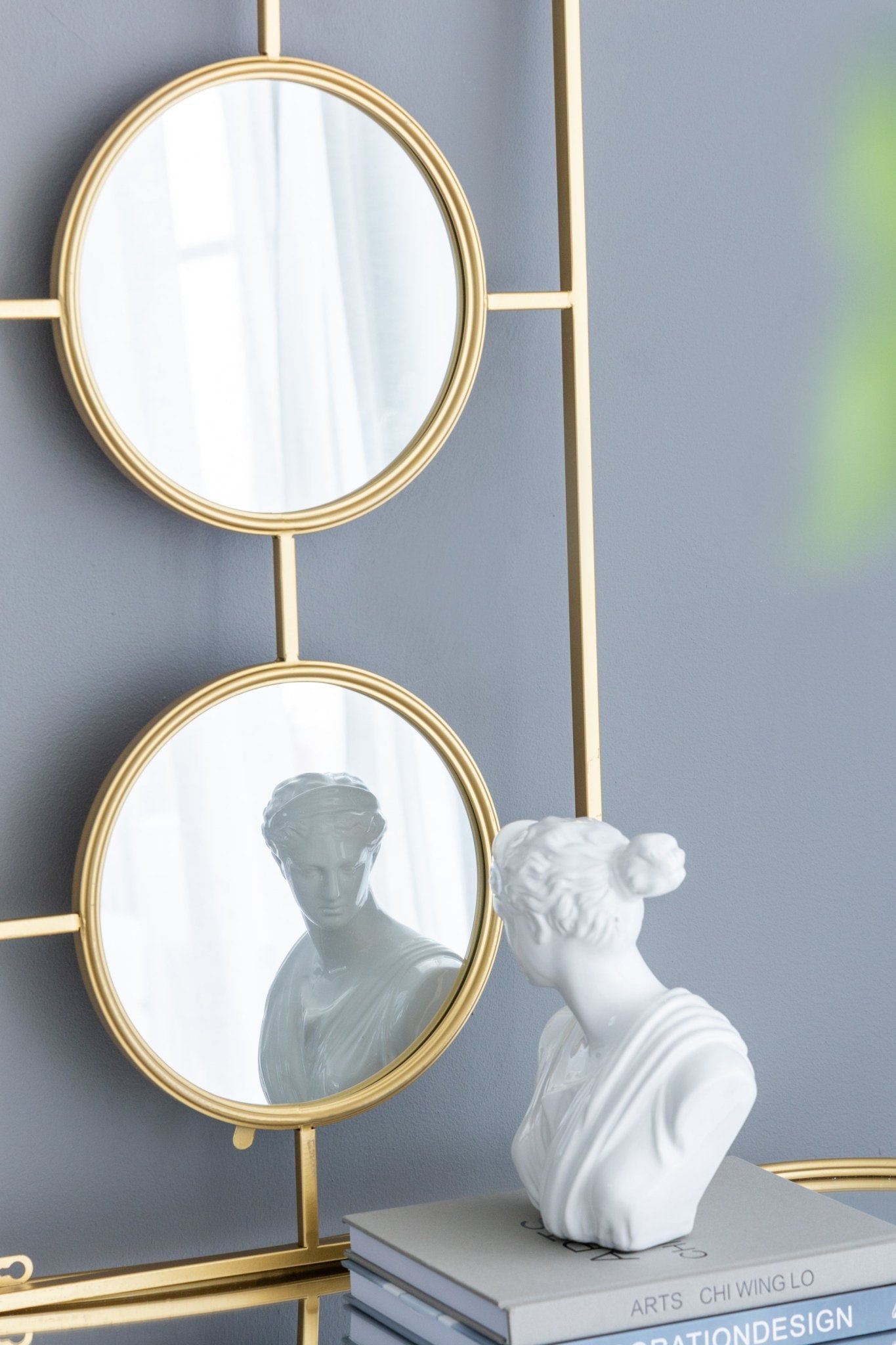 3 Mirror Piece Wall Mirror in Gold Rectangular Frame, Home Wall Decor for Bedroom Living Room, 43"x16" - Groovy Boardz