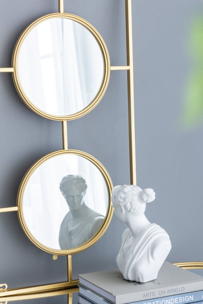 3 Mirror Piece Wall Mirror in Gold Rectangular Frame, Home Wall Decor for Bedroom Living Room, 43"x16" - Groovy Boardz