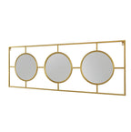 3 Mirror Piece Wall Mirror in Gold Rectangular Frame, Home Wall Decor for Bedroom Living Room, 43"x16" - Groovy Boardz