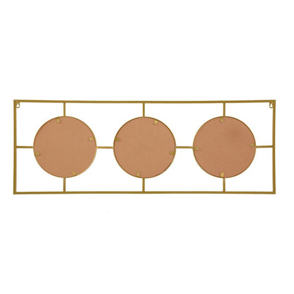 3 Mirror Piece Wall Mirror in Gold Rectangular Frame, Home Wall Decor for Bedroom Living Room, 43"x16" - Groovy Boardz