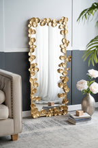 61" x 31" Full Length Mirror with Golden Leaf Accents, Floor Miiror for Living Room Bedroom - Groovy Boardz