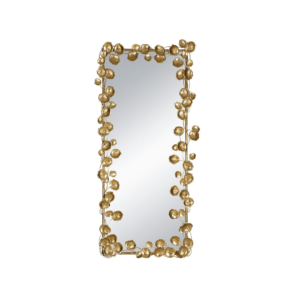 61" x 31" Full Length Mirror with Golden Leaf Accents, Floor Miiror for Living Room Bedroom - Groovy Boardz