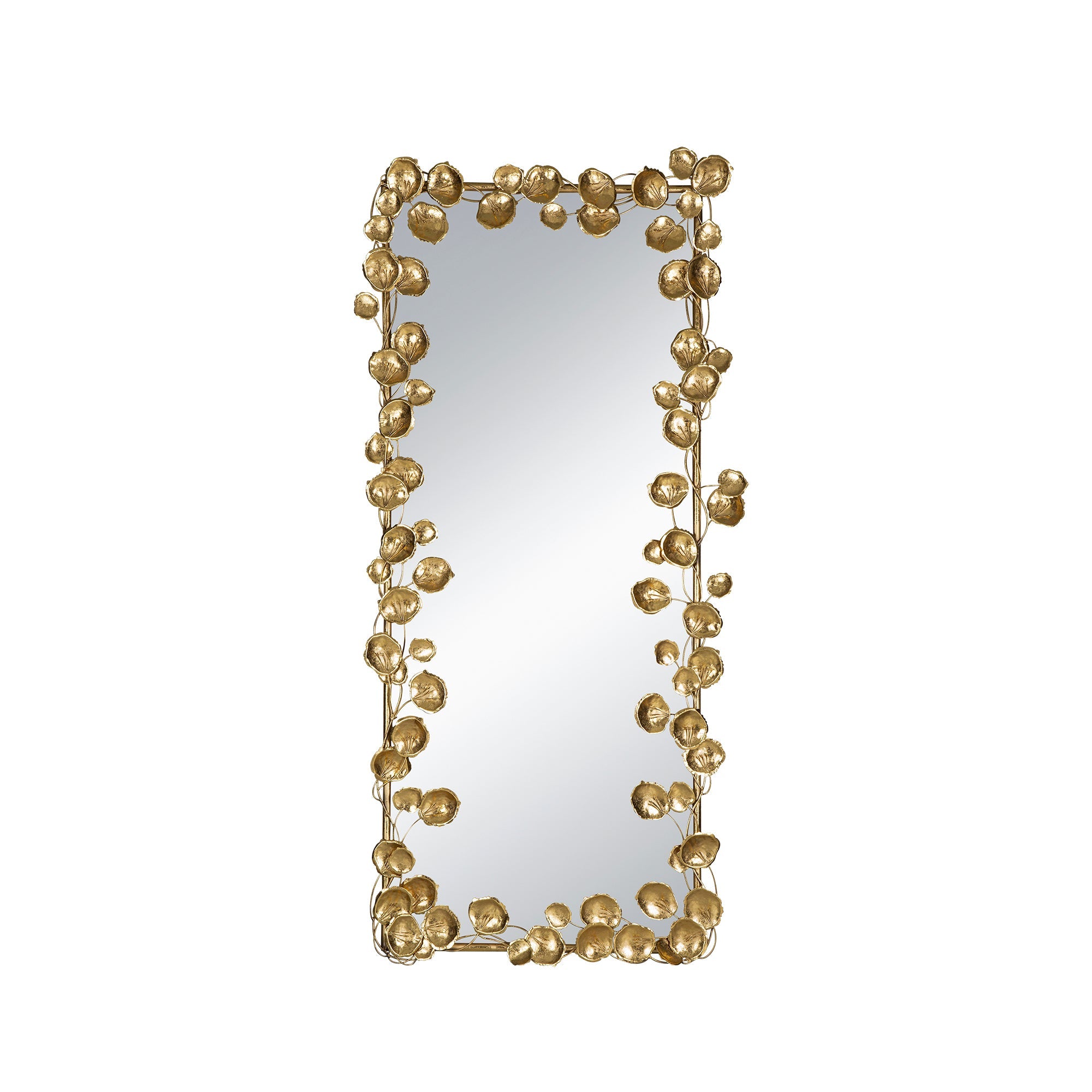 61" x 31" Full Length Mirror with Golden Leaf Accents, Floor Miiror for Living Room Bedroom - Groovy Boardz