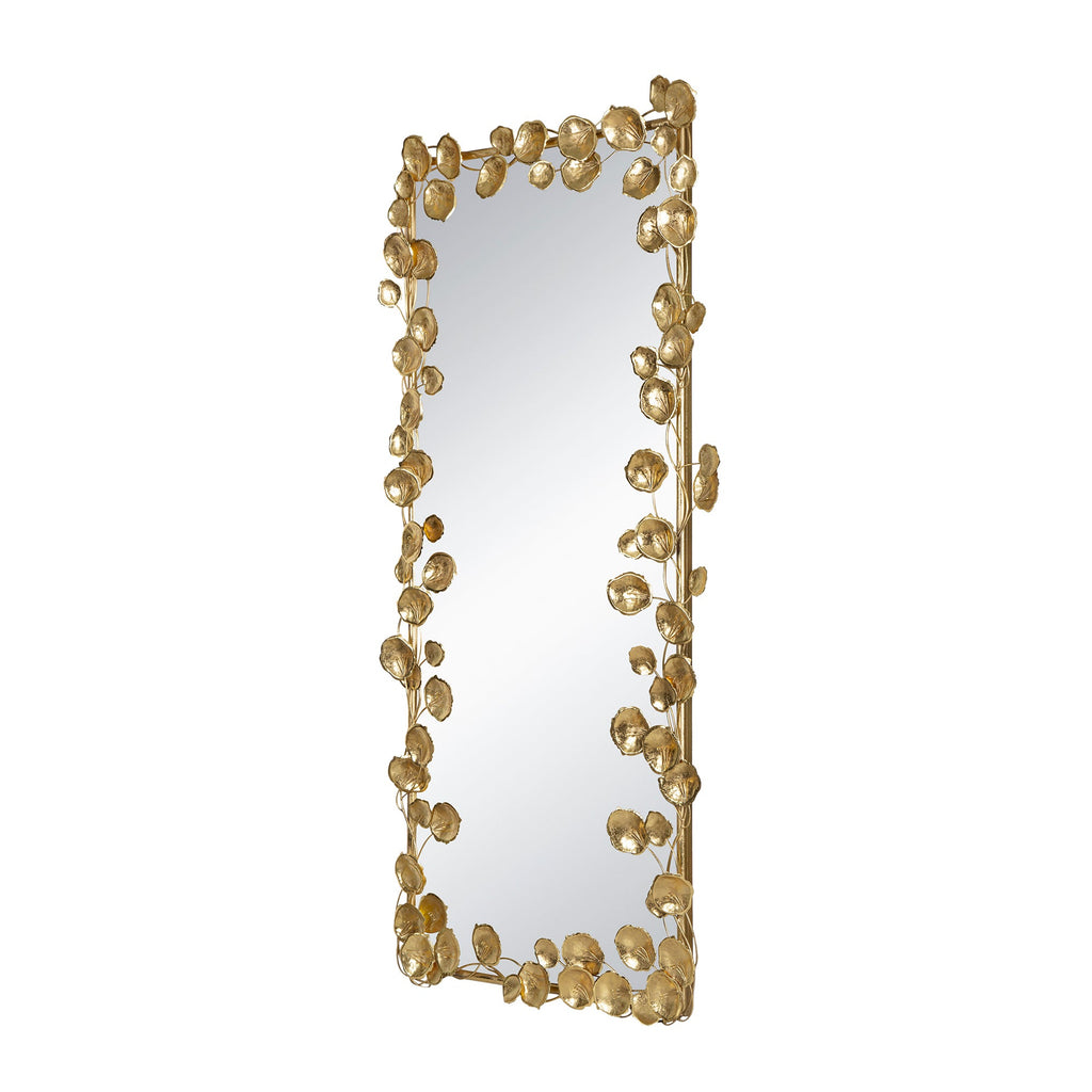 61" x 31" Full Length Mirror with Golden Leaf Accents, Floor Miiror for Living Room Bedroom - Groovy Boardz